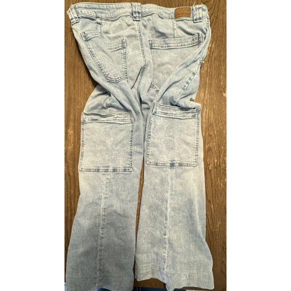 American Eagle Super High Rise Baggy Wide Leg Jeans Blue Y2K 90s Cargo Size 16 - Picture 12 of 12